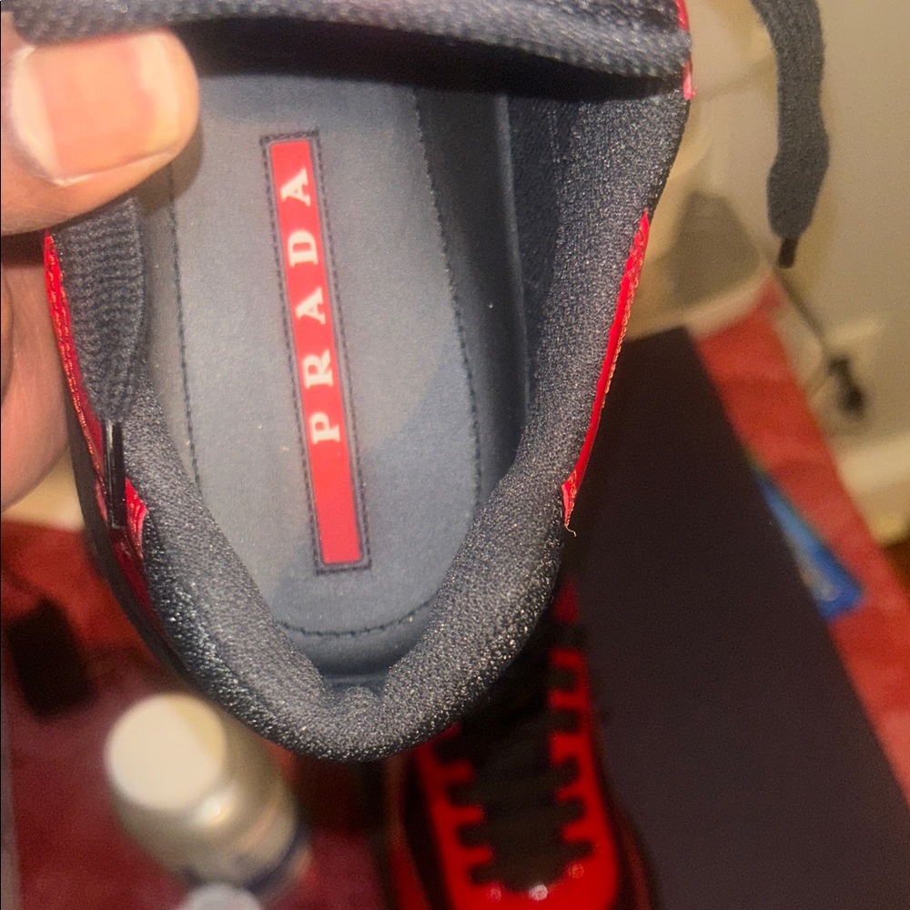 Prada Men's Bold Red and Black Sneakers - Picture 6 of 10